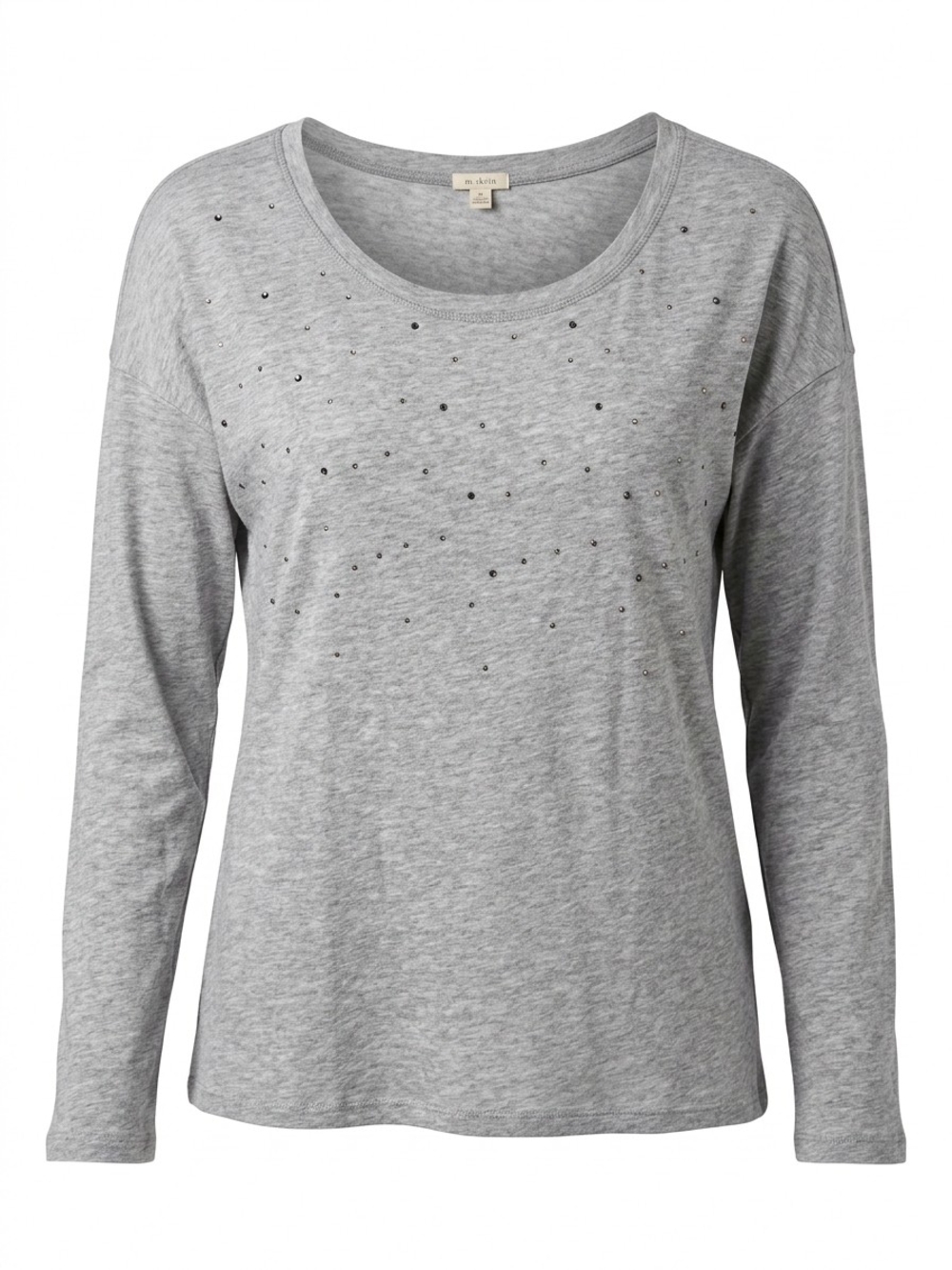 Faded Glory Light Grey Long-Sleeve Embellished Top